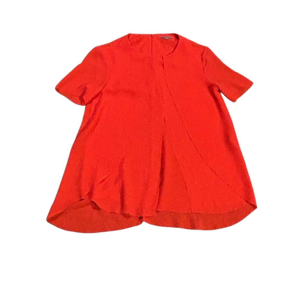 COS Short Sleeve Blouse Coral‎ Pink Womens 2 Flowy Round Neck Polyester